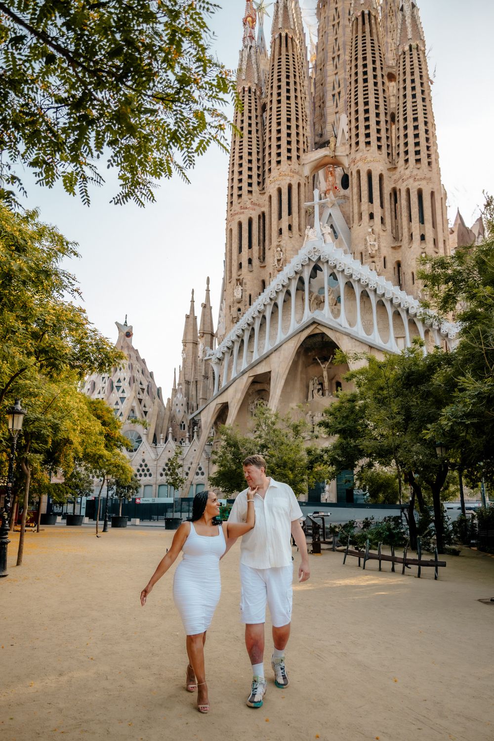 Vibrant and joyful anniversary moment captured inside Sagrada Familia.