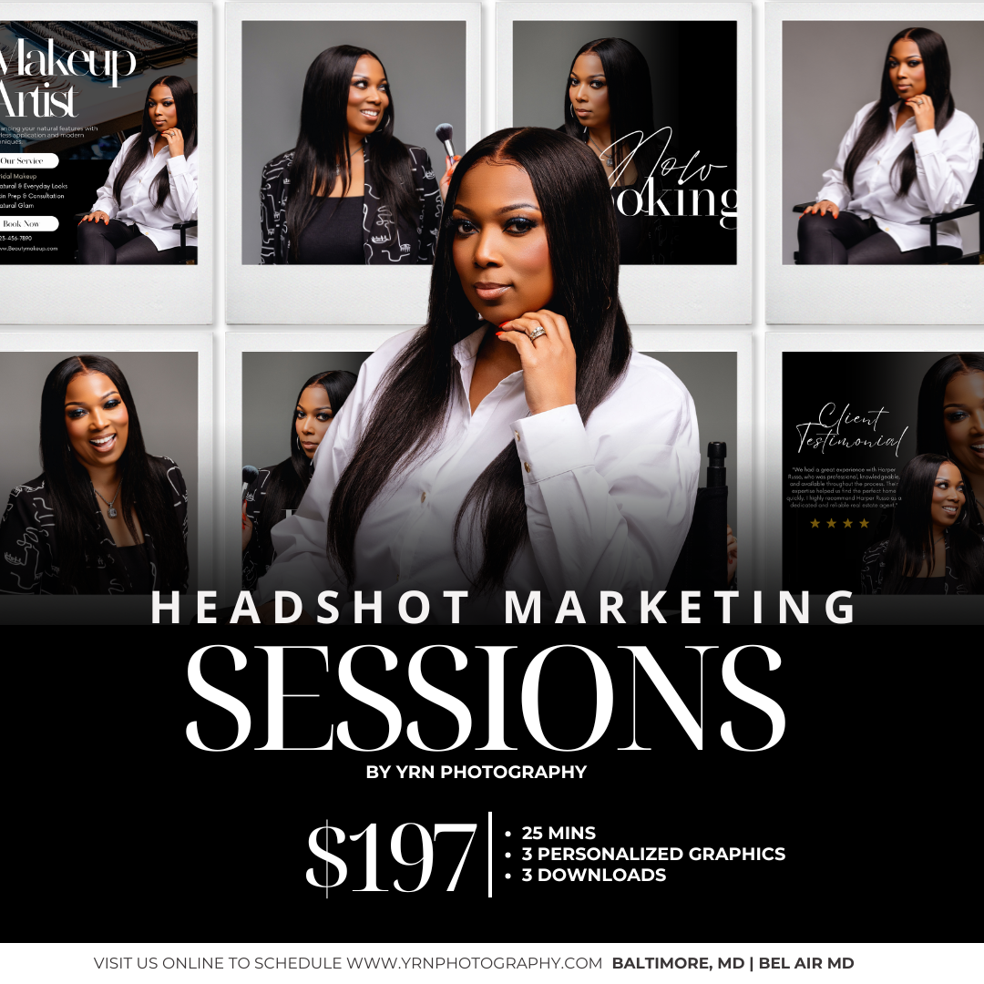 A series of five professional headshots showing joyful expressions while wearing a white collared top against a gray backdrop.