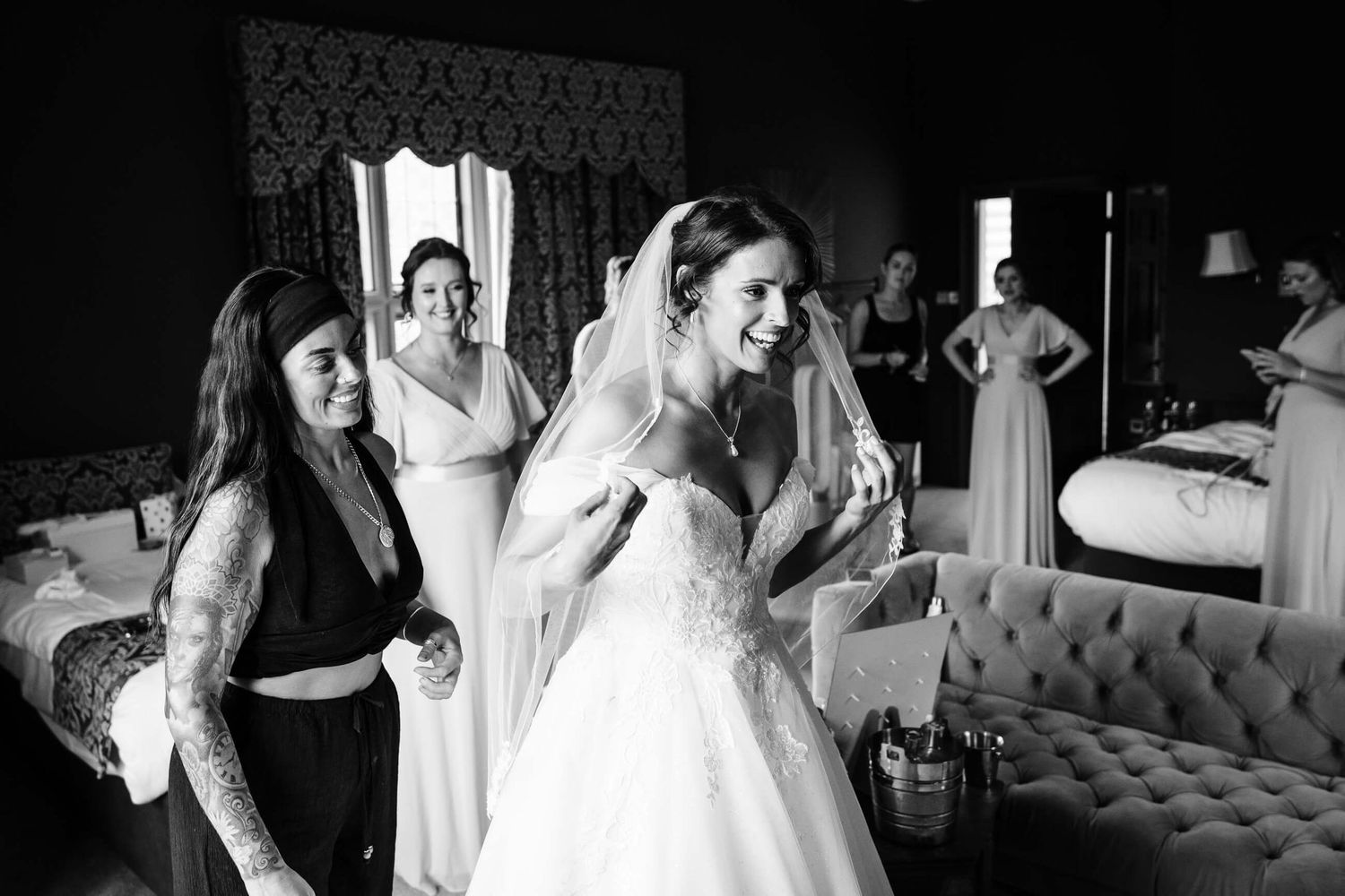 Bride getting ready at Broom Park Hotel wedding in Kent