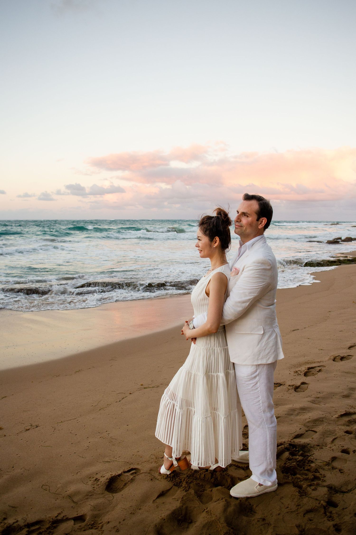 Bride and groom on the beach. Micro wedding in San Juan, Puerto Rico.
