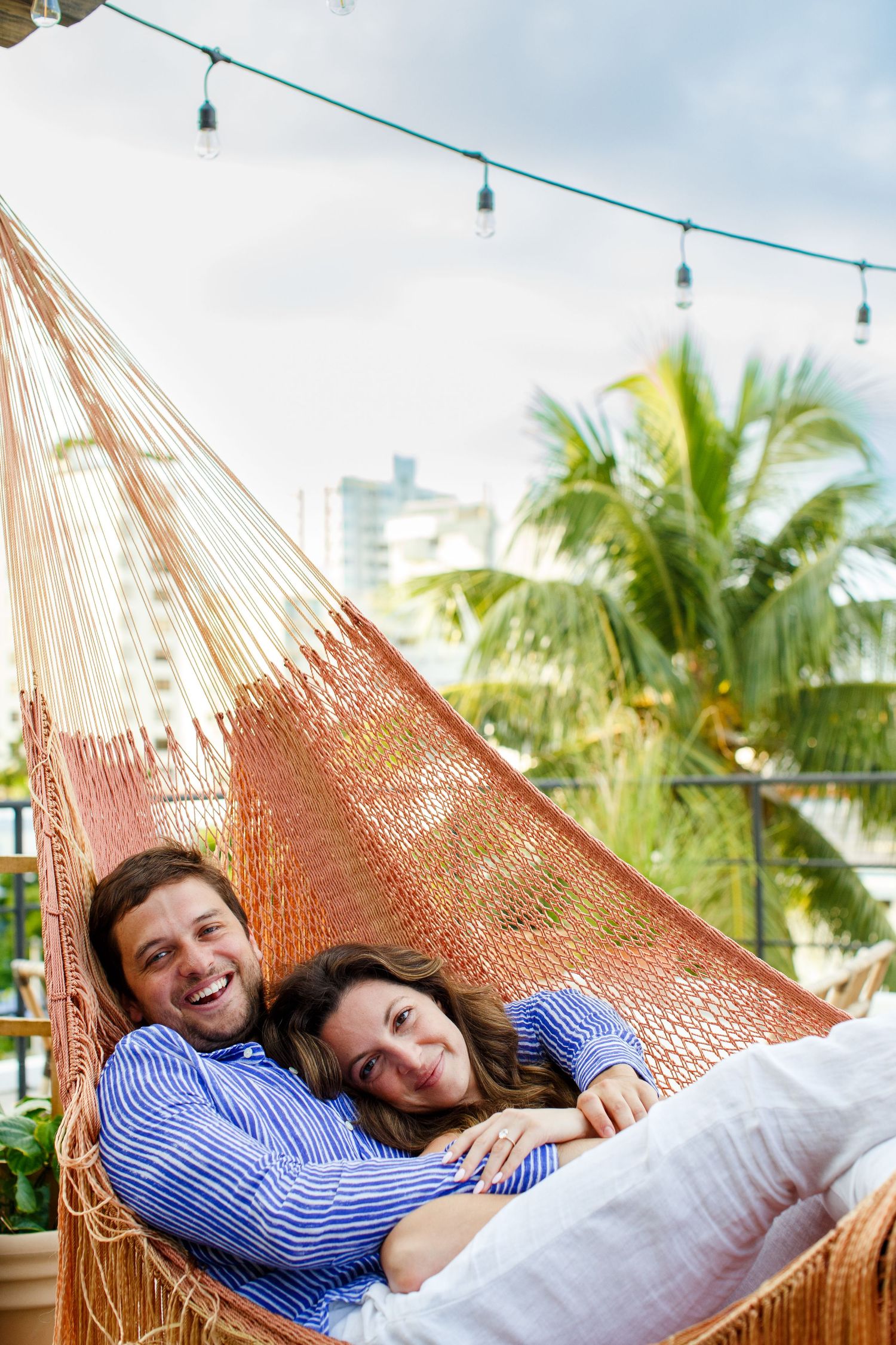 Couples portrait on a rooftop. Marriage proposal. San Juan, Puerto Rico.