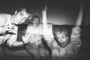 Sequential black and white images capturing theatrical expressions in moody lighting.
