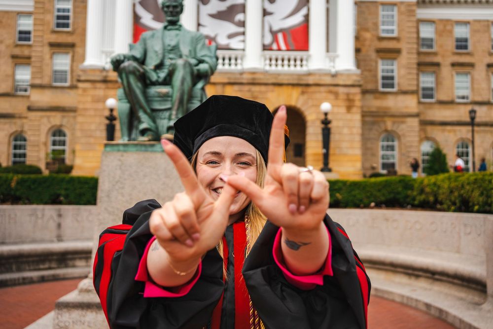 College grad, graduation, celebrate, University, UW, Madison, Wisconsin, Badgers, Bucky