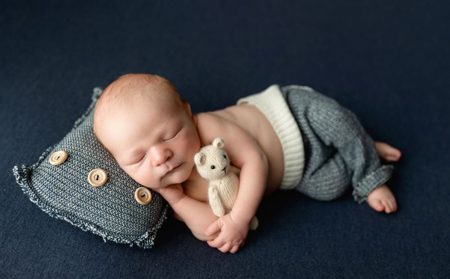 Newborn baby with teddy. Greenville sc newborn photographer, Easley sc newborn photographer, Upstate newborn photographer, Greenville