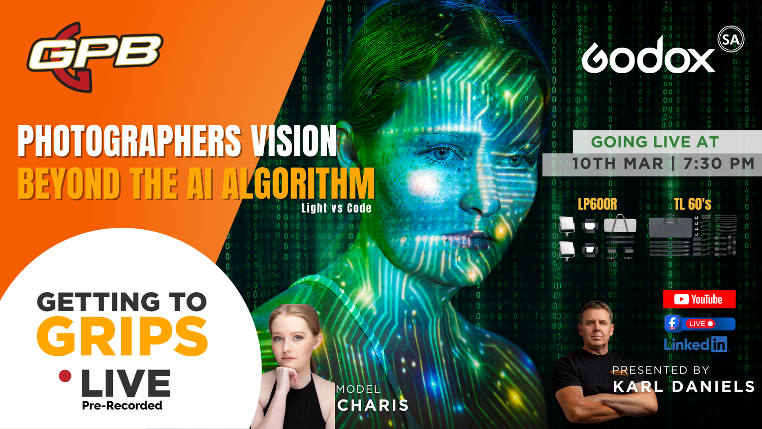 GPB and Godox webinar on Photographers Vision Beyond the AI Algorithm, hosted by Charis and Karl Daniels, live March 10th.