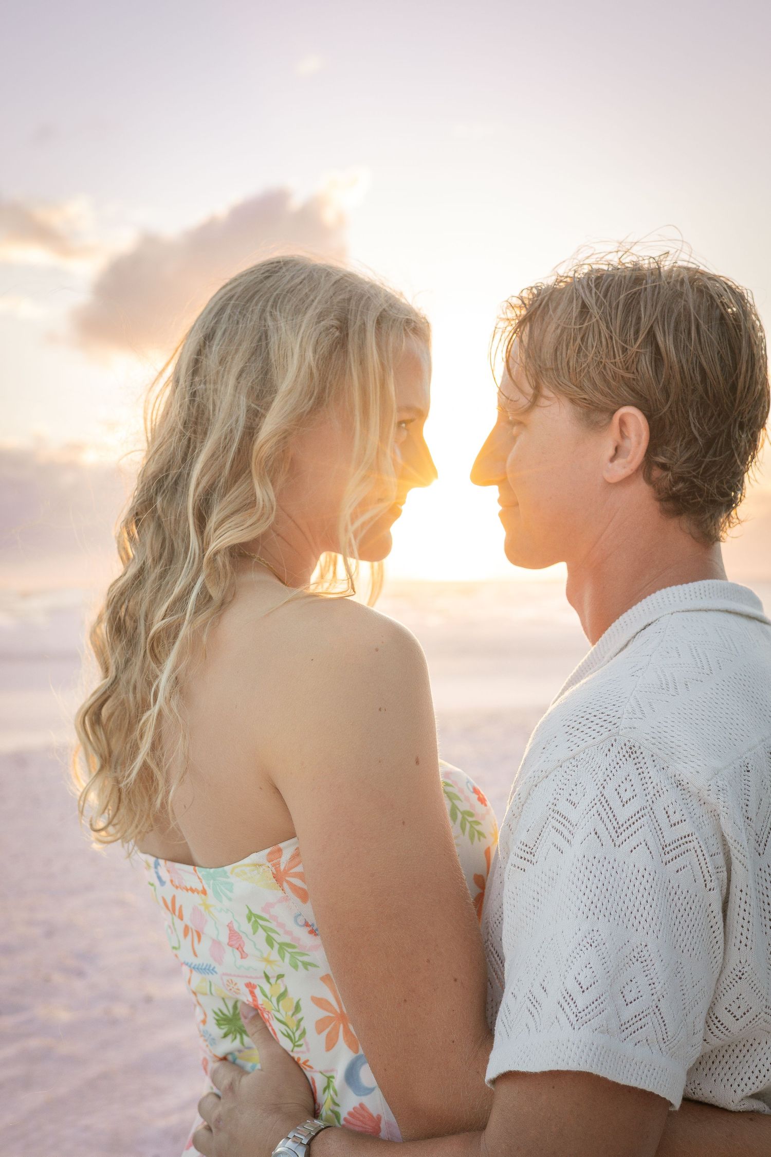 Bradenton FloridaPhotographer Couple looking at each other sharing a special moment