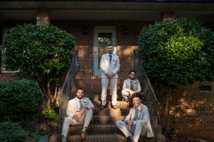 Timeless wedding party portraits by a Charlotte wedding photographer