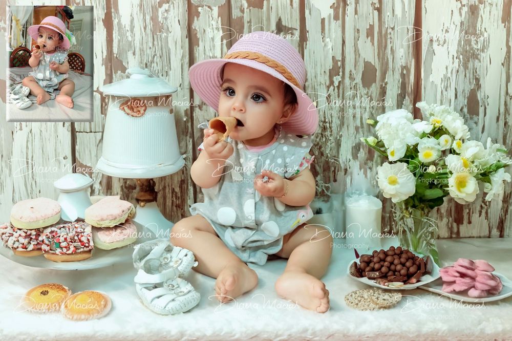 Fotomontaje digital avanzado de fantasía y retrato infantil temático con foto de celular. Fotografía artística para bebés en la CDMX