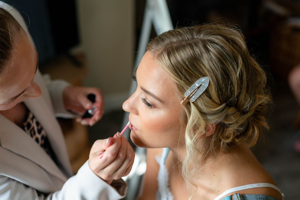 Birdal make-up at home Devon Wedding Photography