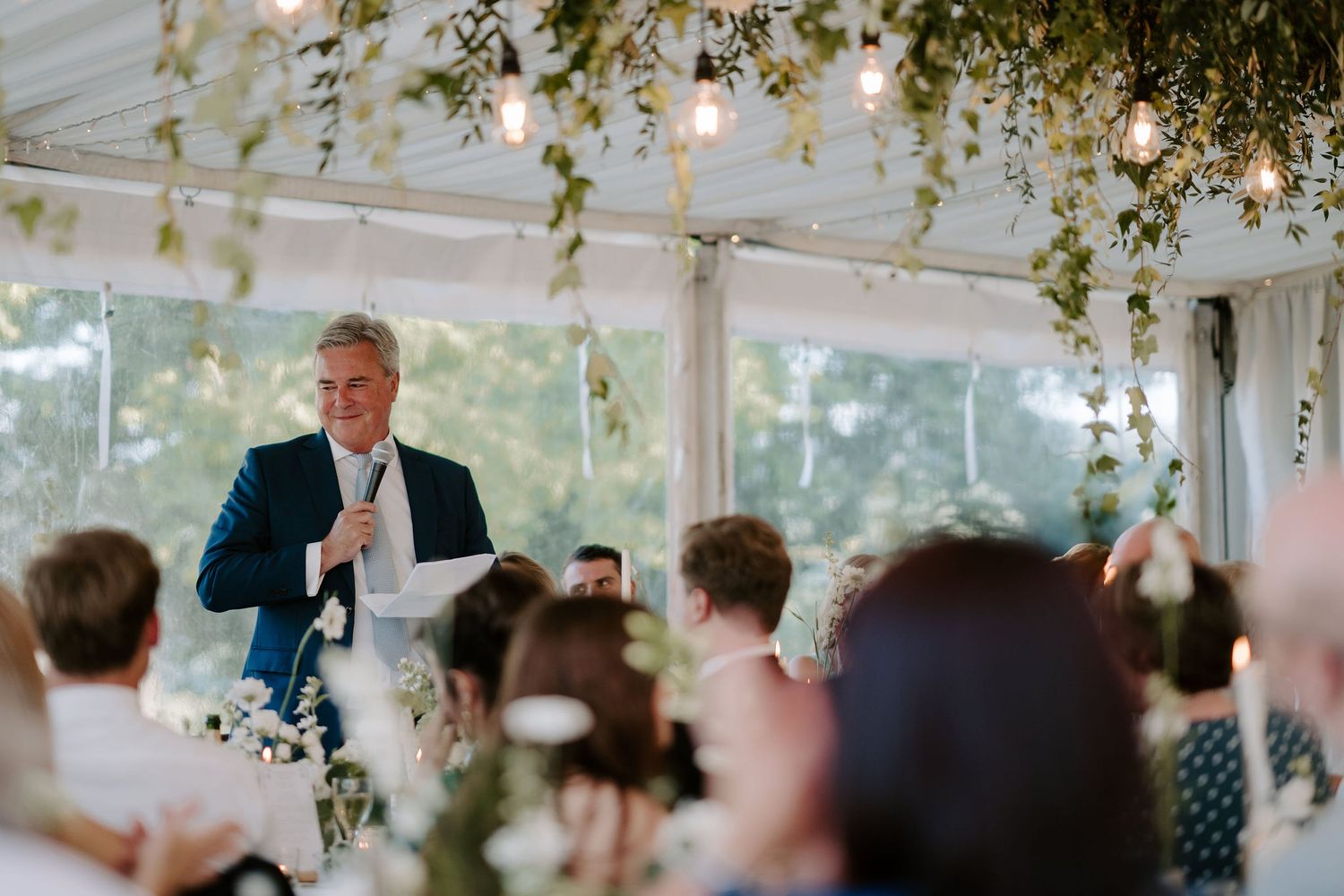 brides father giving speech at hamswell house wedding in bath