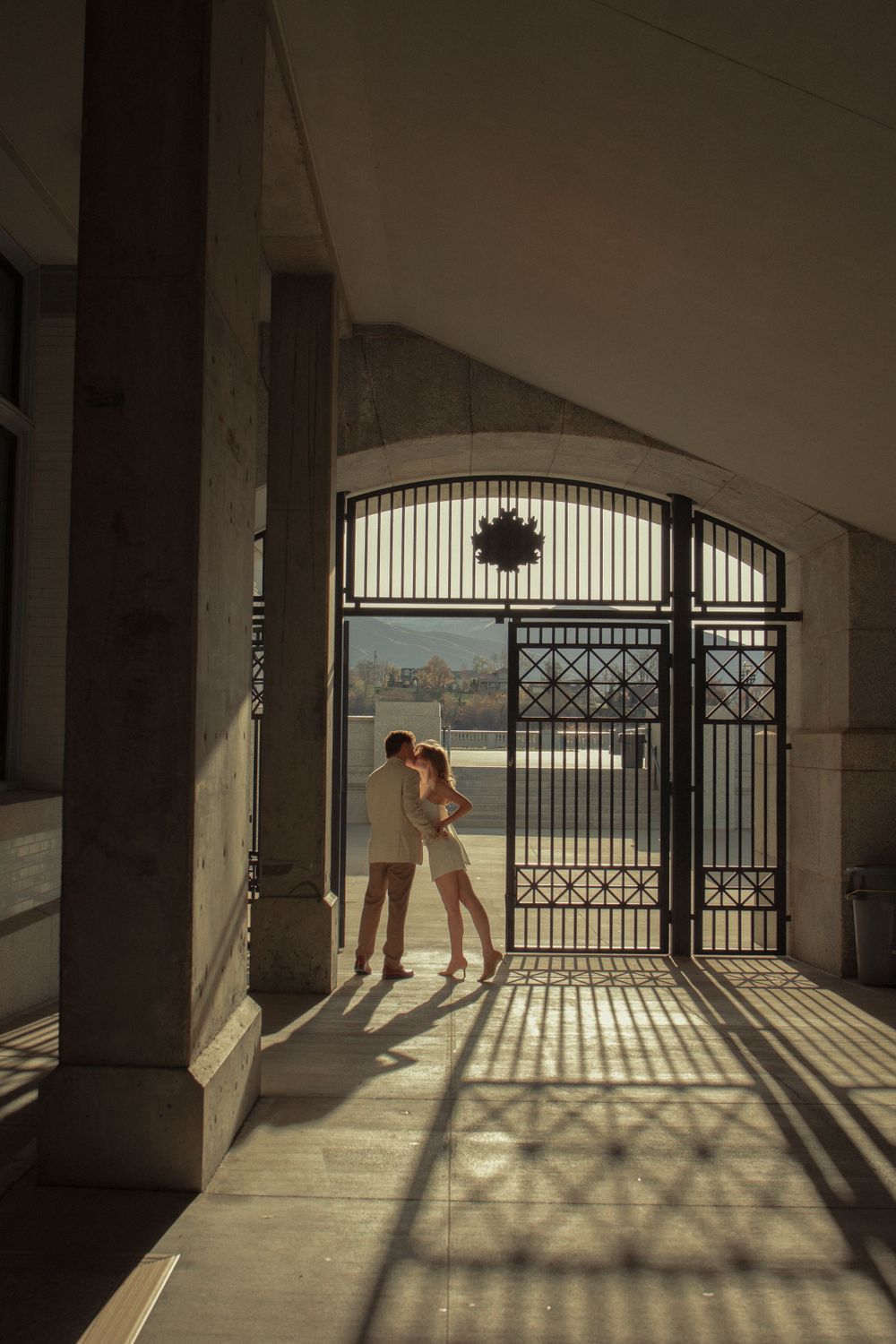 Cherry blossom engagement session at the Utah State Capitol captured by cinematic and documentary-style photographer Julia Fay Photo.