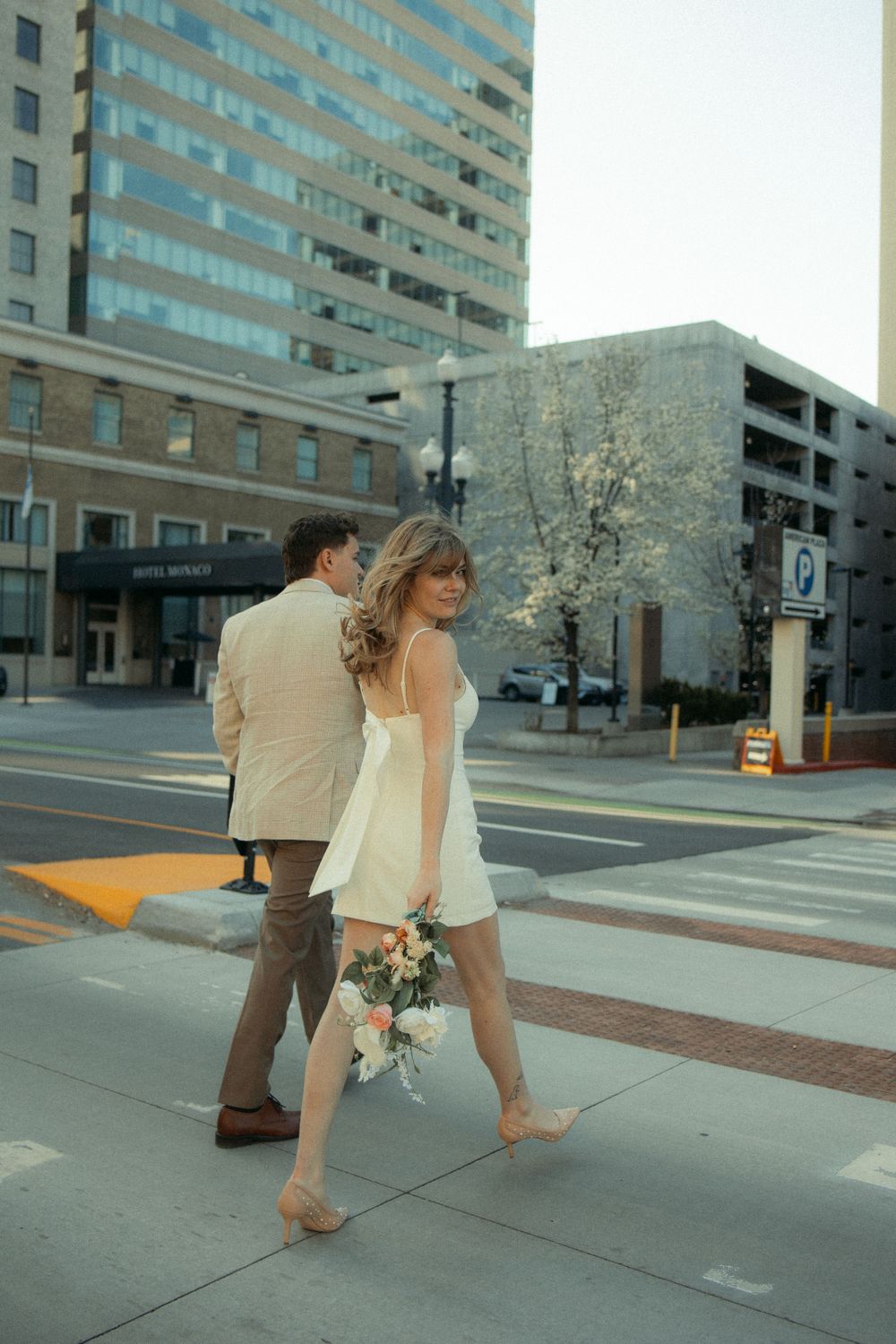 Downtown Salt Lake City engagement session captured by cinematic and documentary-style photographer Julia Fay Photo.
