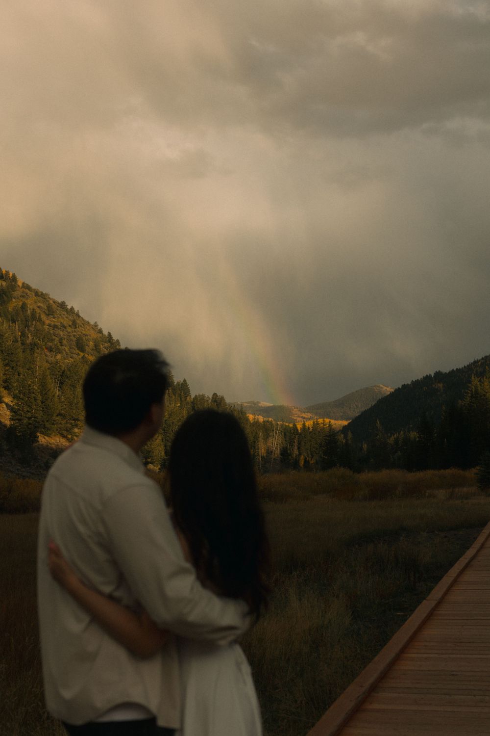 Romantic engagement session at Jordan Pines near Donut Falls in Big Cottonwood Canyon, captured by Utah wedding photographer Julia Fay Photo