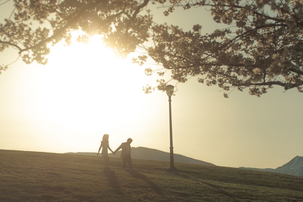 Cherry blossom engagement session at the Utah State Capitol captured by cinematic and documentary-style photographer Julia Fay Photo.