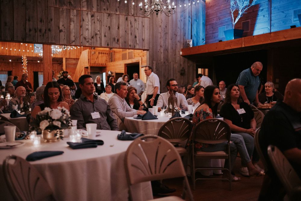 dinner event with lots of tables and people