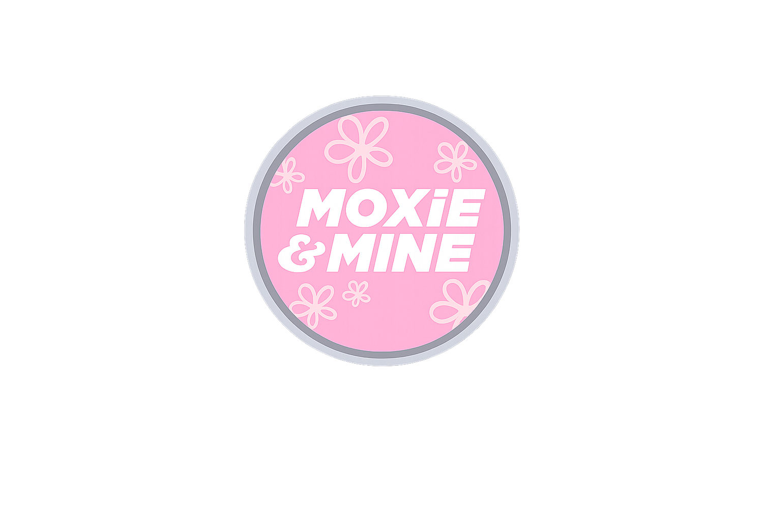 Collection of pink circular logos for Moxie & Mine brand.