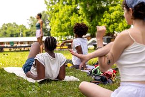 Queer meditation and yoga at LGBTQ+ mindfulness retreat by New York City LGBTQ+ photographer Kade Joy.