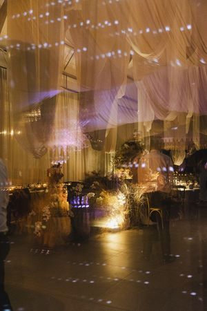 Muted lighting of dancefloor.