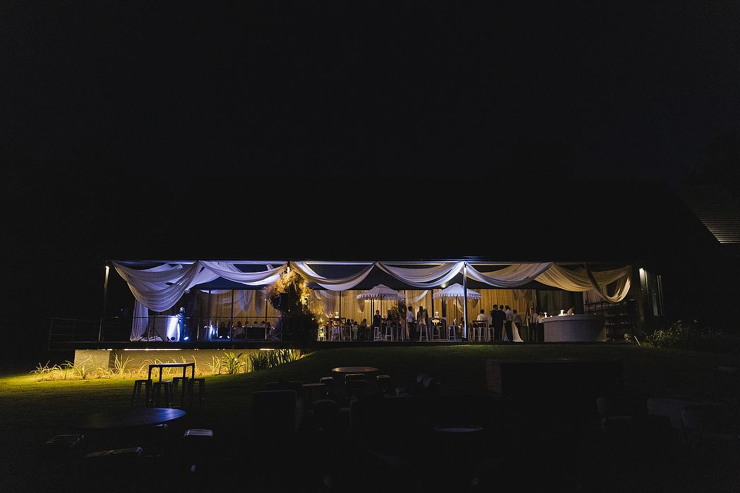 Plaisir wedding venue at night.