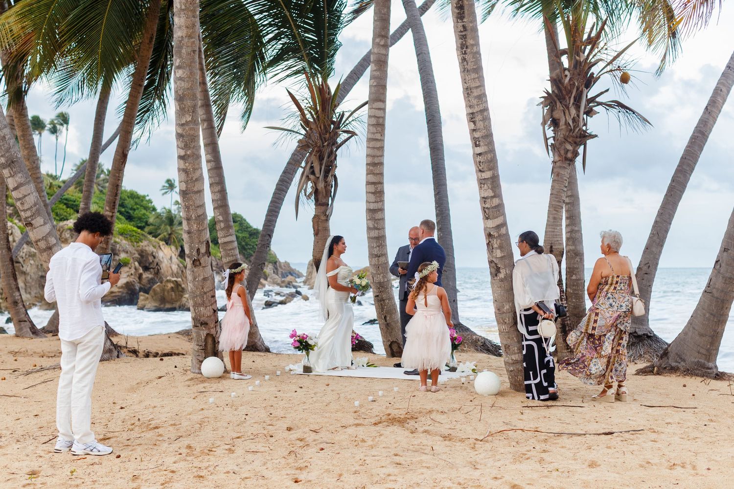 Wedding ceremony. Intimate beach wedding in Palmas del Mar, Puerto Rico.