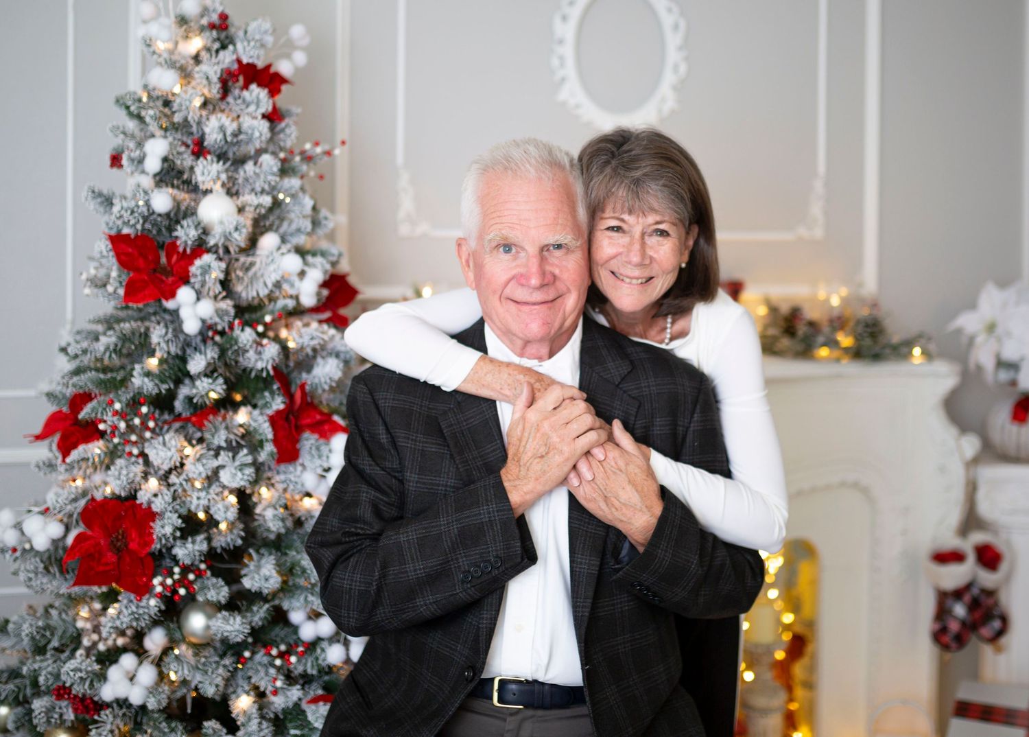 Magical Christmas studio portrait with holiday decor — captured in Bradenton-Sarasota Lakewood Ranch by local portrait photographer
