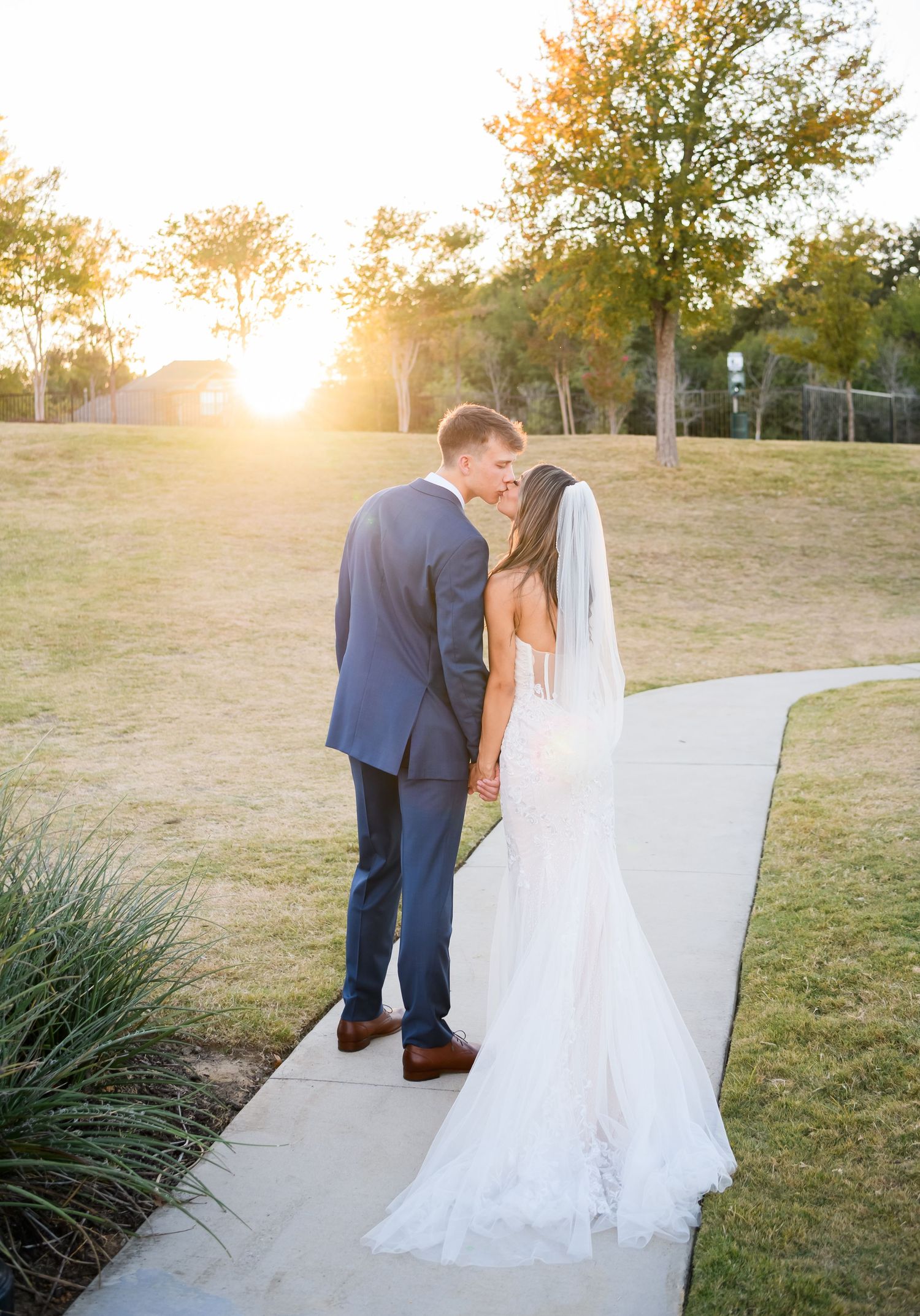 Bride and groom portraits at Chapel at Riverwalk wedding in Texas.