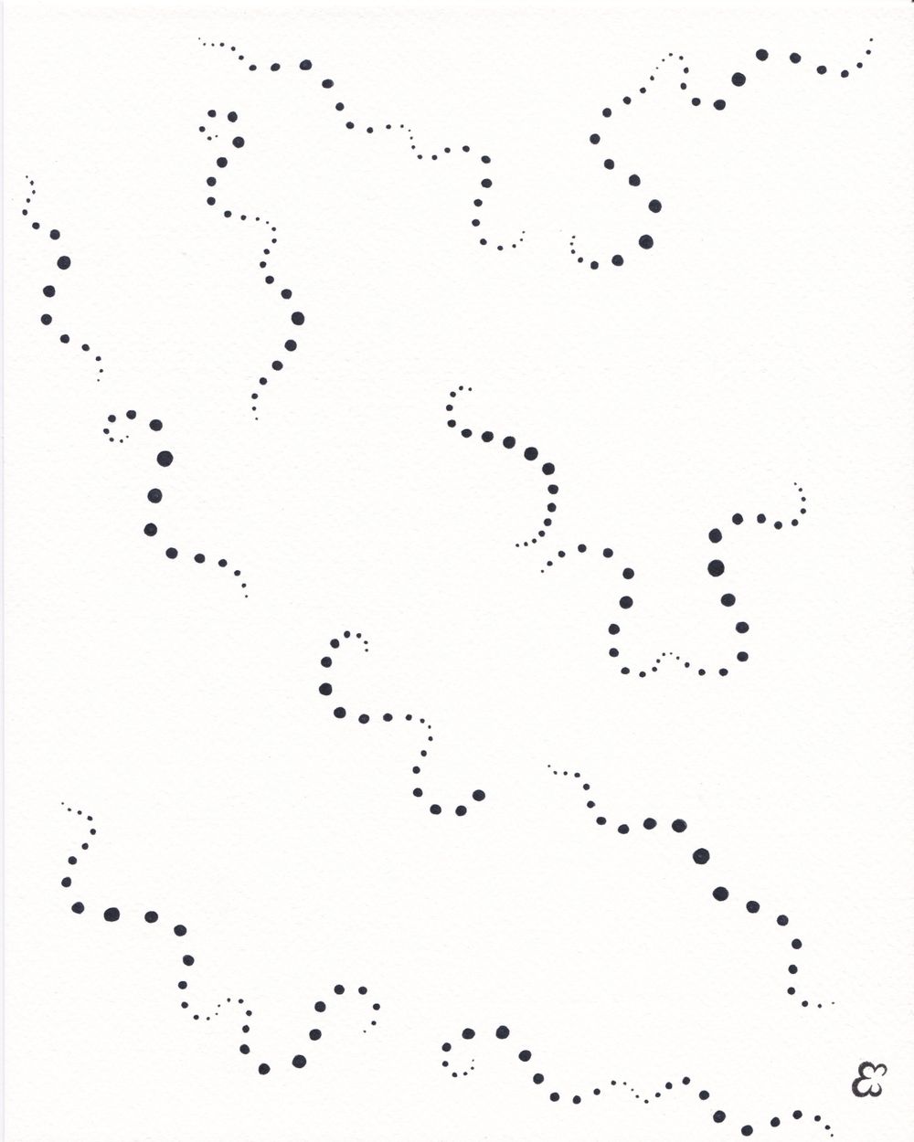 Black dotted pattern forming a winding path against white background.