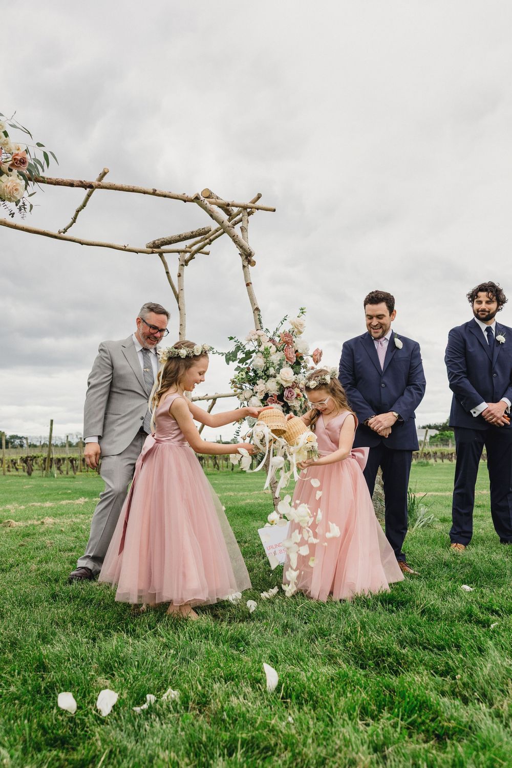 Flower girls at Newport vineyard, Newport, RI Wedding photography