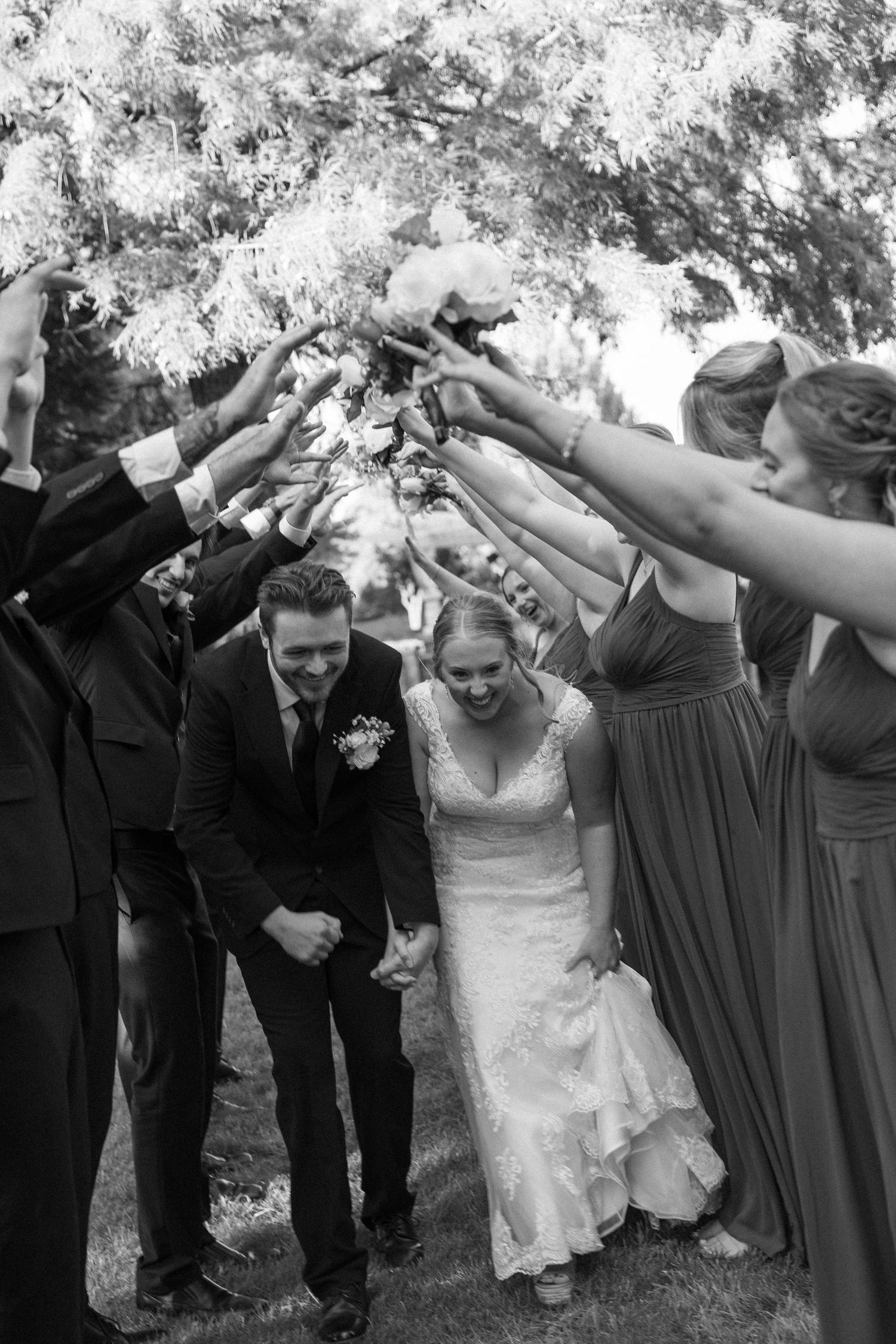 outdoor bridal party portraits by pond in Frankfort, Illinois