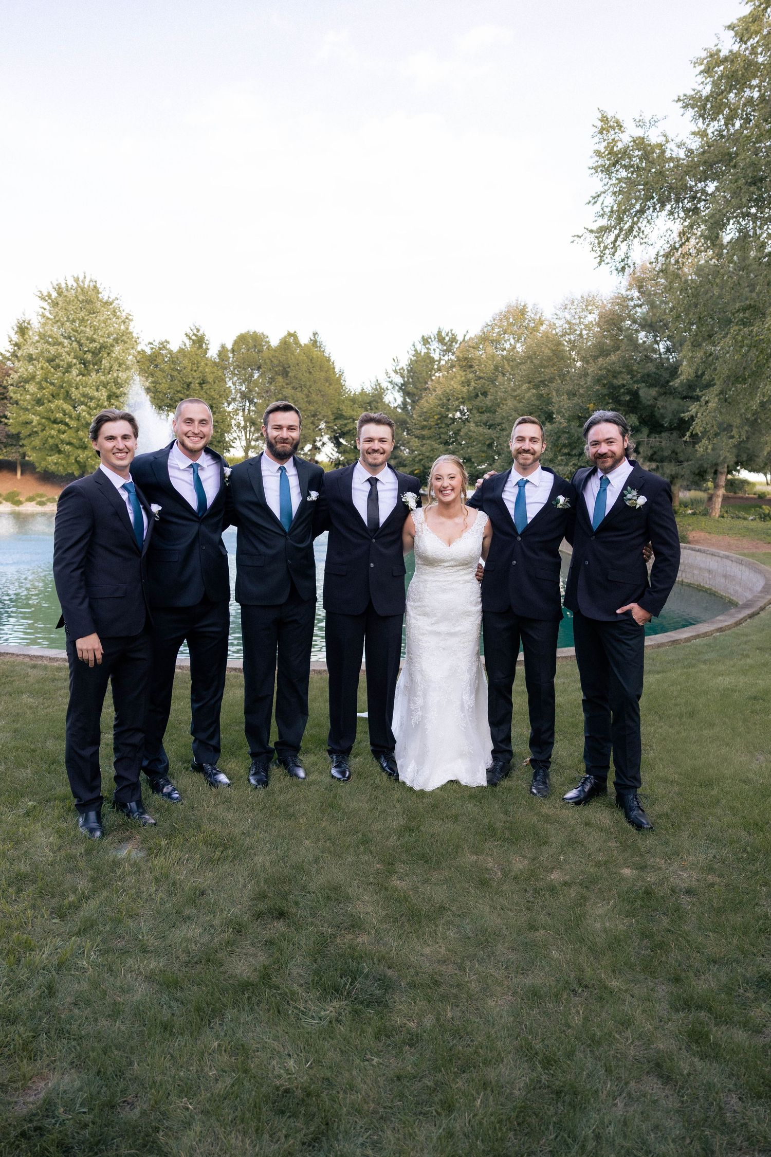 outdoor bridal party portraits in Frankfort, Illinois