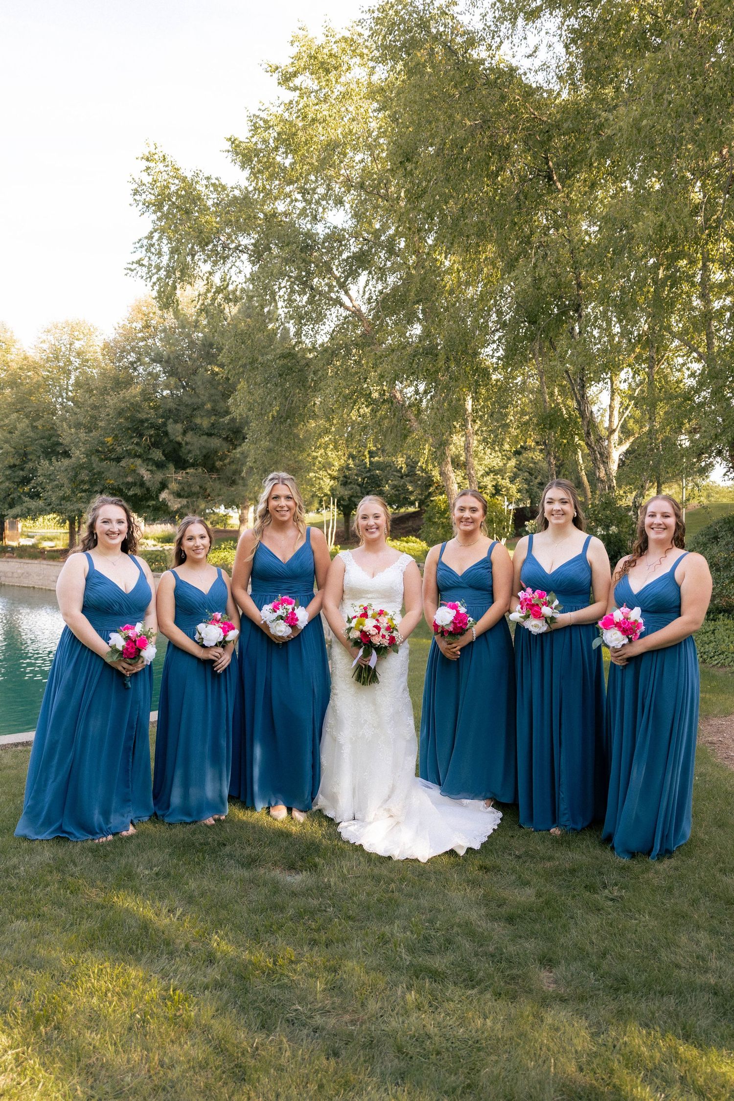 outdoor bridal party portraits in Frankfort, Illinois