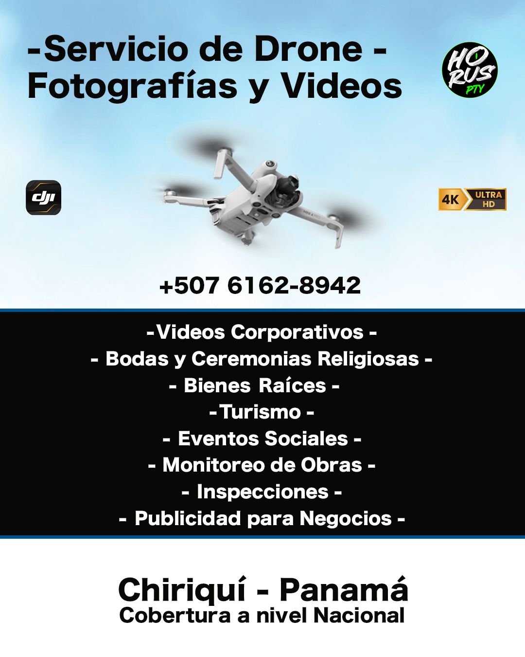 Servicio de Drone @HorusPTY
+507 6162-8942