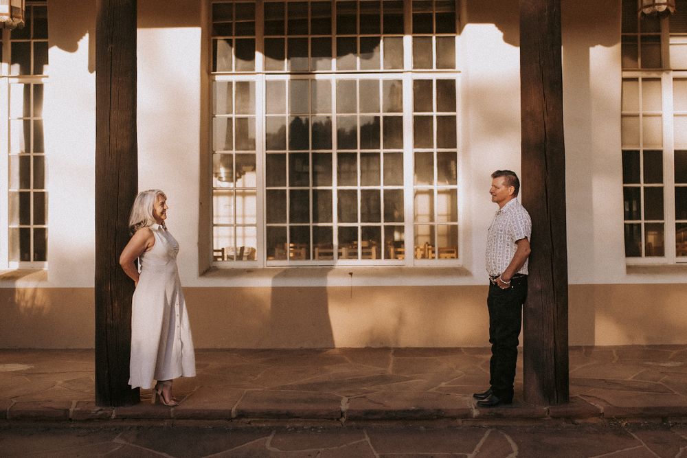 Albuquerque sunset engagement session. Inclusive wedding photographer New Mexico. LGBT elopement photographer Albuquerque. ABQ couples photo