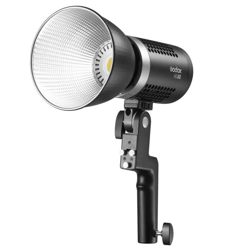 Godox ML60 60W LED video light on a stand mount with reflector bowl, ideal for photography and videography.