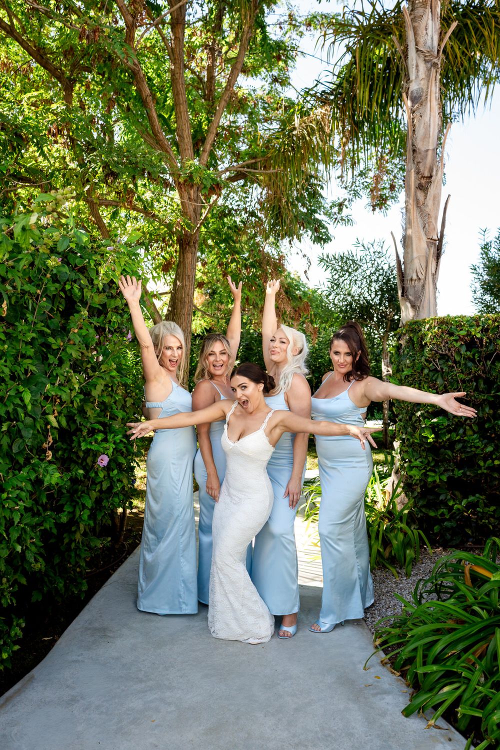 Bride and bridesmaids during a destination wedding in Calabria, Italy