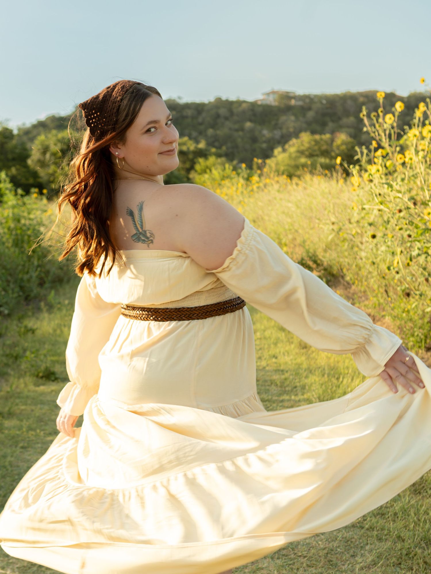 women posing in field at commond ford ranch
