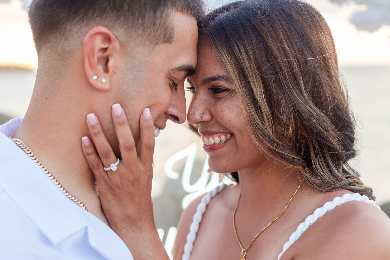 Close-up couples portrait in Río Grande, Puerto Rico.