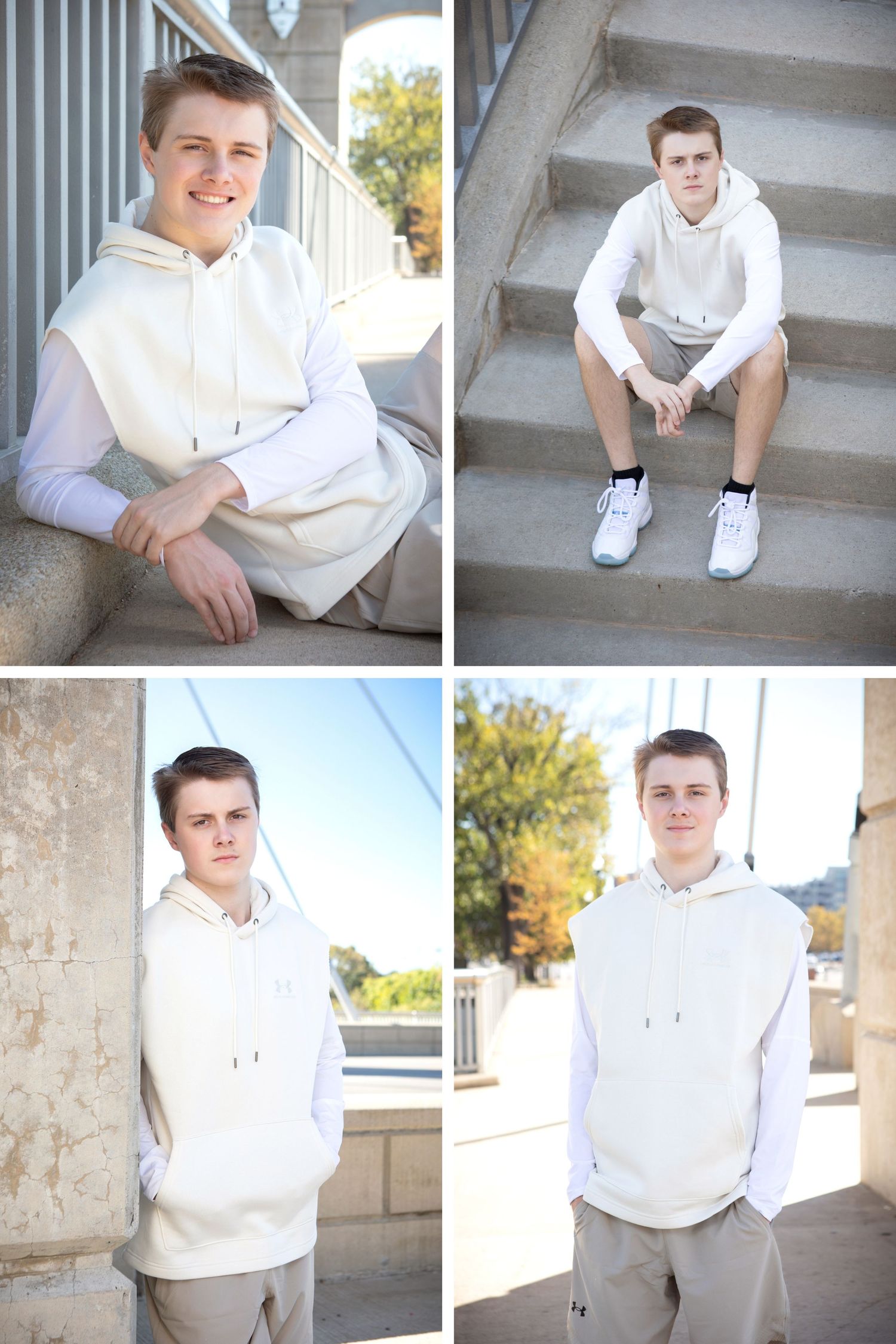 Grove City senior portrait session on Ohio State campus featuring modern urban style and stadium backdrops.