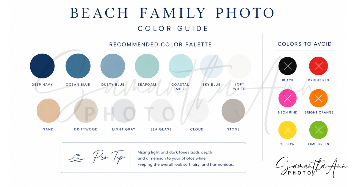 what to wear for beach family photos by Samantha Ann Photo studio beach photographer on crystal coast at Emerald Isle nc and swansboro