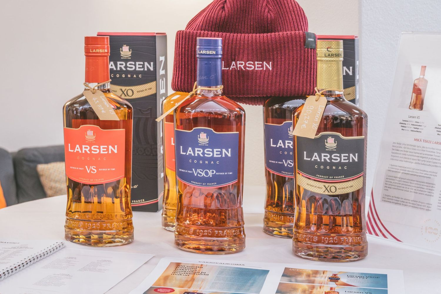Larsen Cognac VS, VSOP and XO, marking the French cognac house’s 100th anniversary. Photo by © Reka Peurala - Three Pod Studio