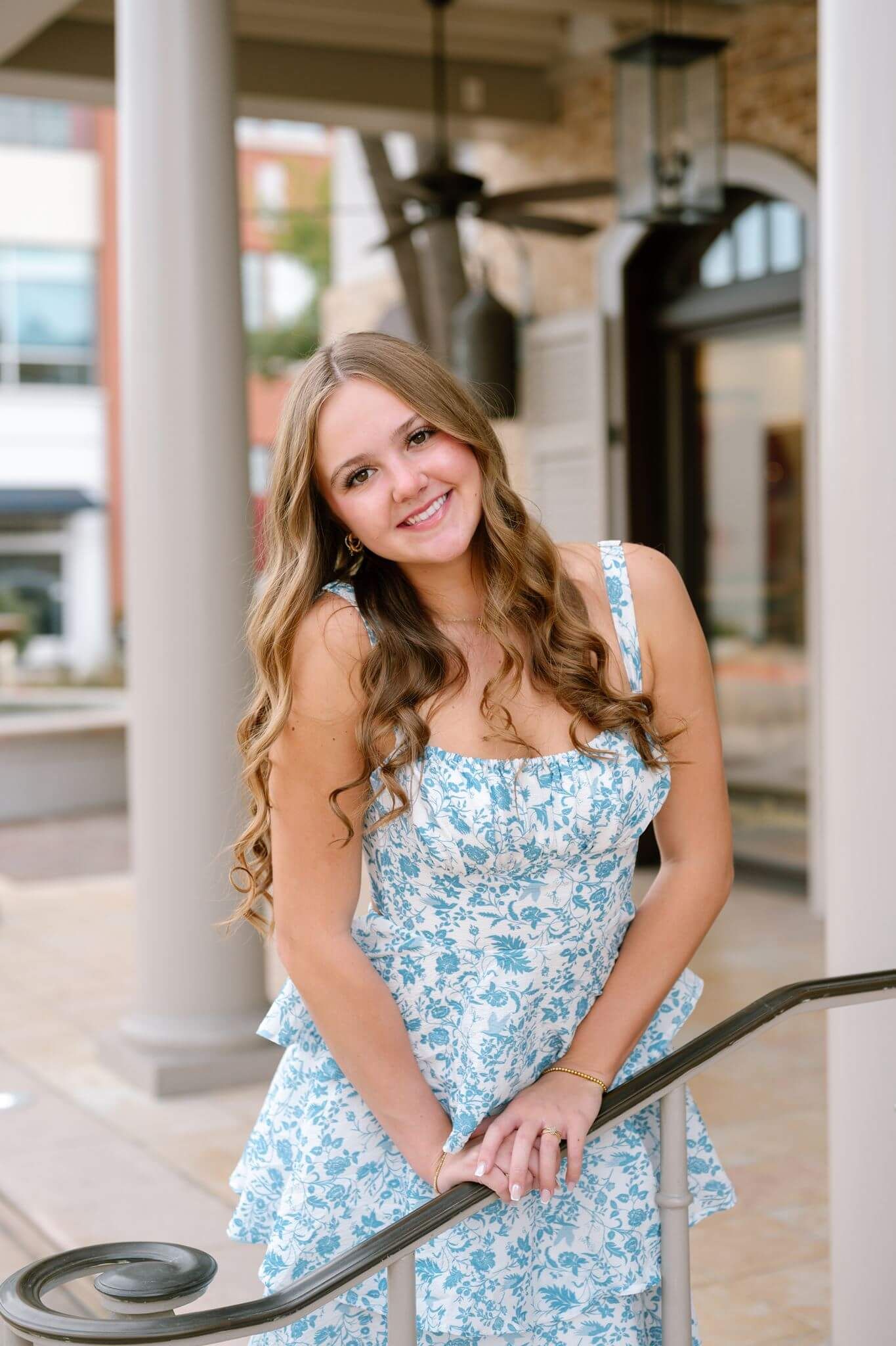 Senior girl posing at Market Street in The Woodlands Texas