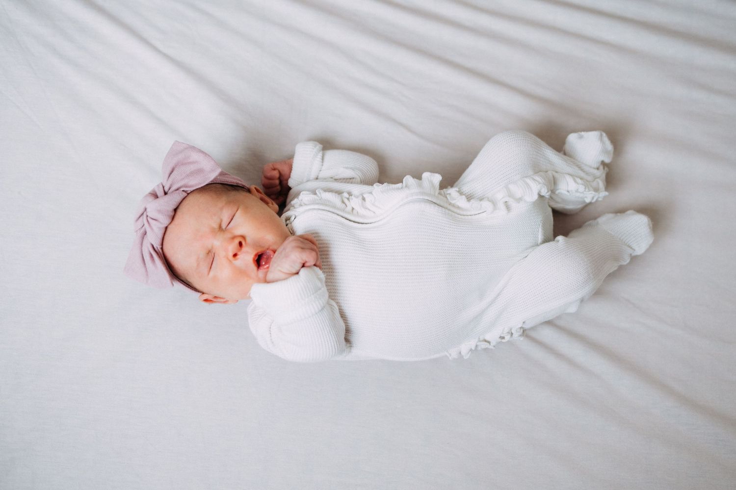 In-home newborn picture simple outfit