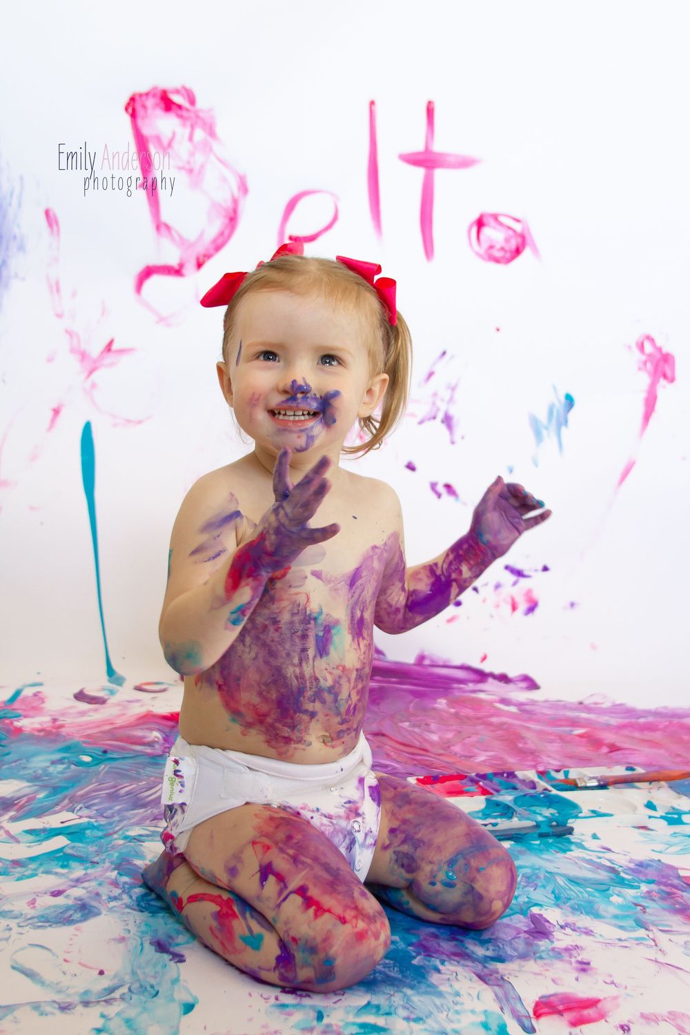 Toddler paint photo session by Delta Blossoms Photography in Manila Arkansas