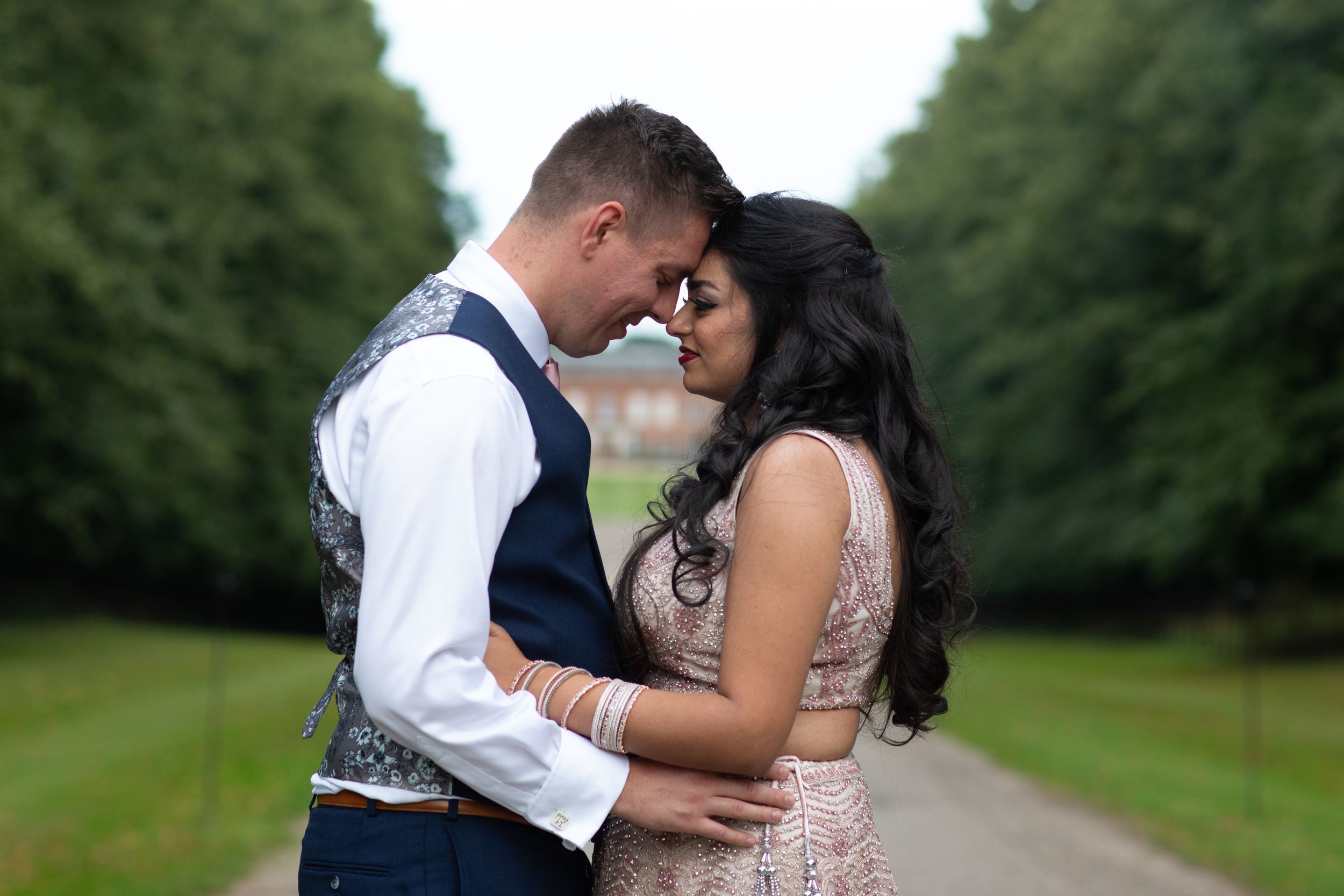 Bride and Groom at berated park wedding
