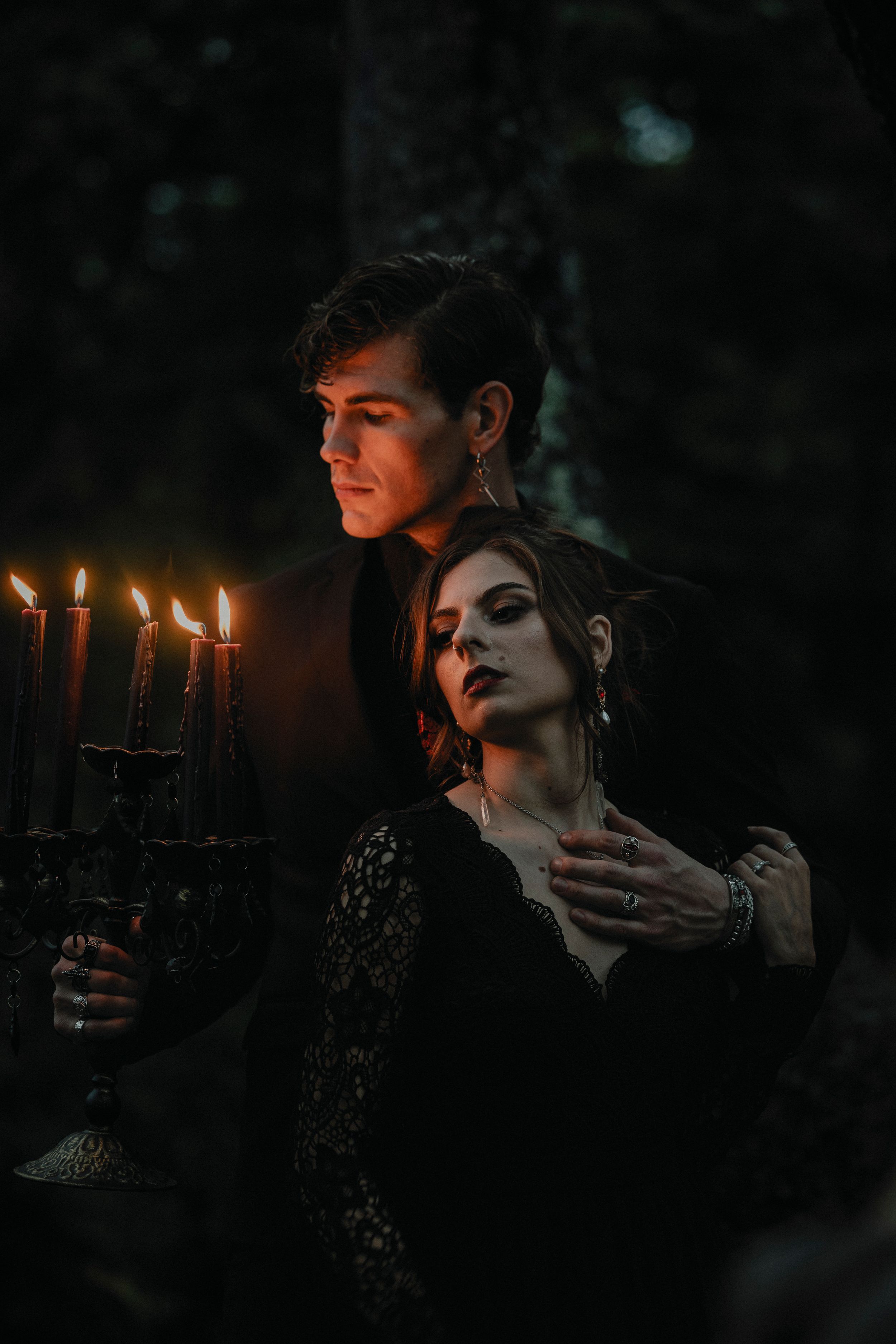 Spooky Halloween candlelight engagement
