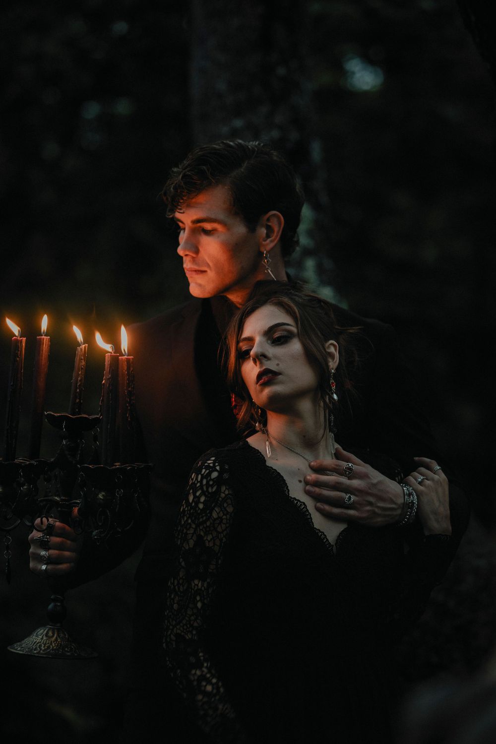 Spooky Halloween candlelight engagement
