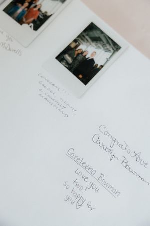 Handwritten messages and notes on white paper.