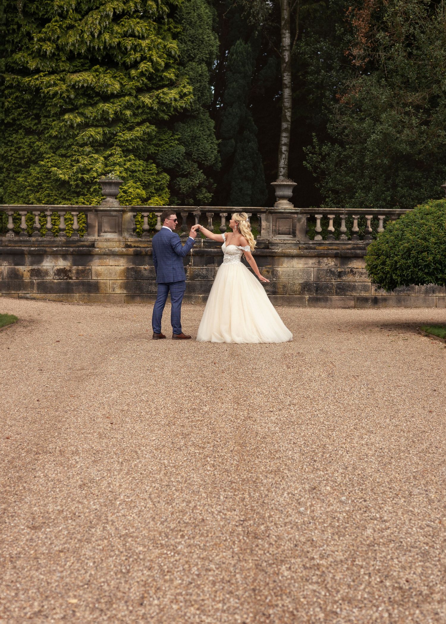 Fine art wedding photography in London. Romantic bride and groom portrait session in a luxury outdoor venue by Virginija Photography.