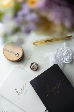 Orlando luxury wedding photographer capturing the flat-lay of the details with the rings