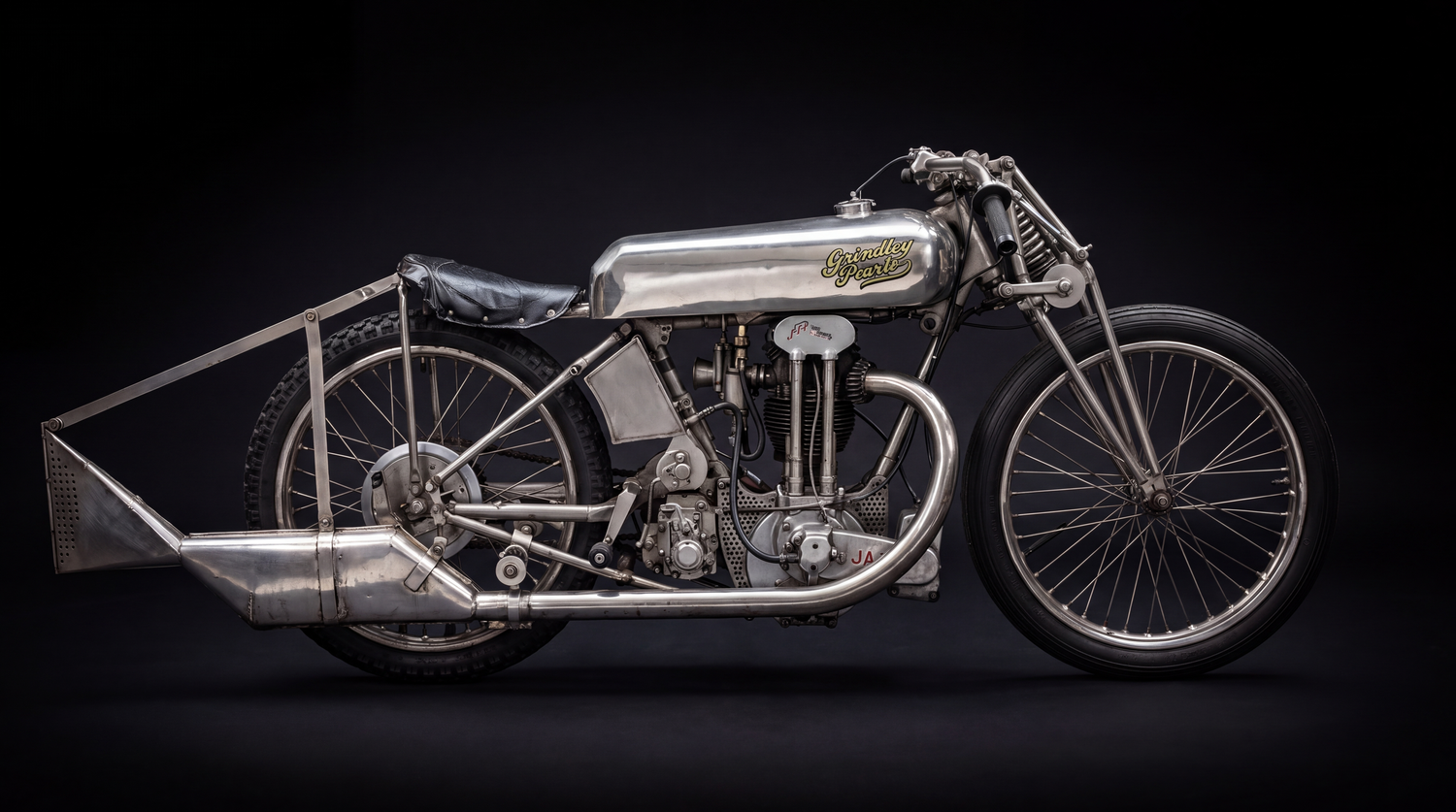 Grinday Peerless classic motorcycle CGI illustration for Concorso d'Eleganza Villa D'Este 2019 yearbook